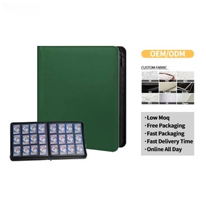 FUXI Custom 12-Pocket PU Leather Graded Slab <b>Toploader</b> Trading Card Binder, Side/Top-Loading Zipper Photo Album - Product Image 1