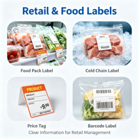 Printer Label Warna 4 inci, Printer Barcode Transfer Termal untuk Pengawasan, Printer Label Termal Industri