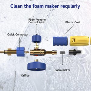 Pot à mousse haute pression pour lavage de voiture, raccord rapide 1/4, pulvérisation de mousse en forme de flocon de neige, réglage en éventail pour nettoyage automobile - Product Image 4