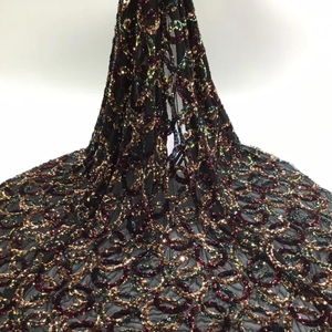 2020 nueva tela de lentejuelas francés encaje neto de verde y azul tela de lentejuelas de Nigeria láser boda tela de encaje - Product Image 1