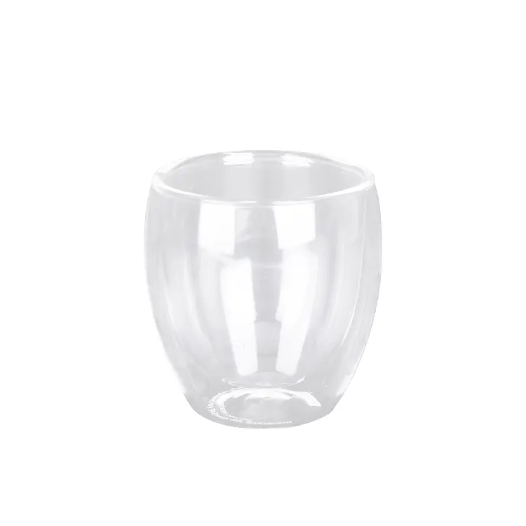 Tecnologia artesanal dupla parede isolada borosilicate transparente copo de vidro redondo café