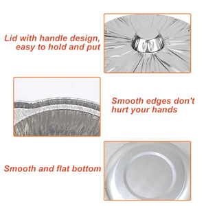 Barquettes rondes jetables écologiques en aluminium de qualité alimentaire avec couvercle, boîte en aluminium pour riz, casseroles et pot rond en aluminium - Product Image 5