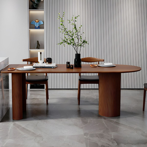 <span class=keywords><strong>Tavolo</strong></span> da Pranzo di Lusso in Legno Massello con Piano in Pietra Semicircolare e <span class=keywords><strong>Tavolo</strong></span> Lungo a Parete - Product Image 4