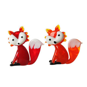 Juego de 2 Figuras Decorativas de Cristal con Forma de Zorro, Color Rojo, Ecológicas, para Decoración del Hogar y Oficina - Product Image 1