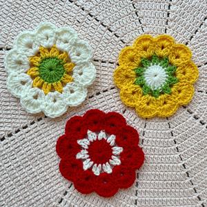 Posavasos <span class=keywords><strong>de</strong></span> Lana Tejidos a Crochet, Modernos y Minimalistas, con Rosas <span class=keywords><strong>de</strong></span> Múltiples Colores, para Decoración del Hogar y Regalos - Product Image 4