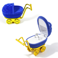 Boîte à bijoux poussette pour bébé, style européen, pour boucles d'oreilles et colliers, jolie boîte à bagues floquée