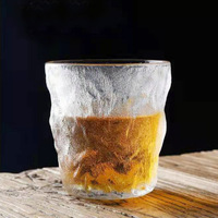 Tasse en verre martelé de style influenceur, inspirée des glaciers japonais, résistante à la chaleur, design transparent, grande capacité, couvercle respirant