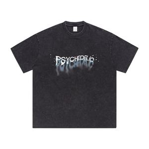 เสื้อยืดผู้ชายผ้าคอตตอนพิมพ์ลายกรดซักแบบเรียบๆเสื้อยืดผ้าฝ้าย100% ถนนย้อนยุคงาน OEM ตามสั่ง - Product Image 1