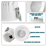 Downlight LED encastré dimmable Triac 12W SMD COB, CCT réglable, anti-éblouissement, pour hôtels et hôtellerie