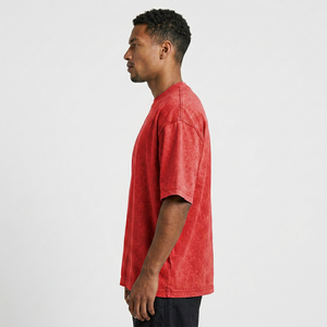 Camiseta para Hombre con Lavado Ácido, Algodón Pesado Premium, Corte Oversize, Cuello Redondo, Manga Corta, Estilo Urbano Vintage, Transpirable - Product Image 4
