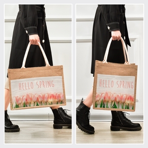 Hawaiian Beach Handbag <strong>Wholesale</strong> Spring Shoulder Hand <strong>Bag</strong> Hessian <strong>Jute</strong> Beach Zipper <strong>Bag</strong> for Women - Product Image 4