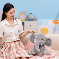 Peluche Éléphant Doux et Moelleux Assis, Gris Rose, pour Enfants, Cadeau Compagnon, Vente en Gros