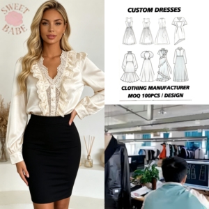 Chemise élégante à volants, col en V, manches longues, service personnalisé, vêtements de bureau pour femmes, haut boutonné pour occasions professionnelles quotidiennes - Product Image 1