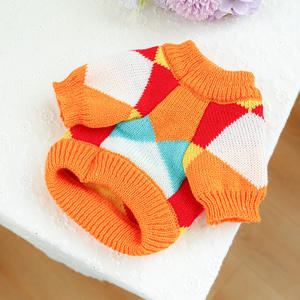 सस्ती कीमत नारंगी प्लेड पैटर्न बुनाई जैम्पर कुत्ते गर्म कोट बुनाई बिल्लियों और कुत्तों के लिए गर्म कपड़े - Product Image 3