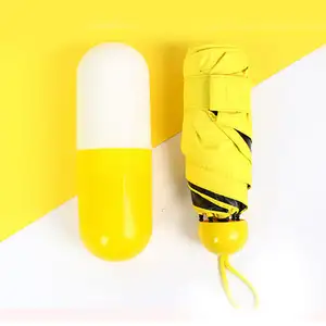 Mini Capsule Umbrella Anti UV Vinyl Sunscreen With Case Rain Umbrellas Portable Sun Block Pocket Umbrella