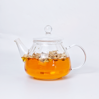 Théière en verre de 600 à 1600 ml, entièrement en verre transparent, résistante à la chaleur, pour le thé parfumé, le café froid et la préparation de boissons estivales