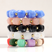 Bracelet Élastique Perlé Tendance Effet Marbré à Couleurs Dégradées, Breloque Originale et Mode pour Cadeaux