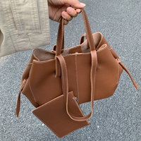 Ensemble de luxe 2 pièces pour femme : Sac à bandoulière unique avec deux sangles, motif uni, style vintage, en PU, idéal pour le shopping