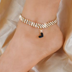 Extravagantes Damen-Fußkettchen mit Diamanten und Strasssteinen, Gold, Strandurlaub-Stil, Europäisch-Amerikanischer Charme, Perfektes Geschenk - Product Image 1