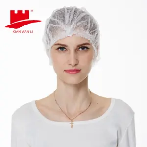 Casquette colorée économique d'usine Casquette d'infirmière jetable Casquette plissée non tissée avec filet à cheveux PP élastique unique