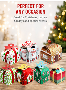 Custom Polka Dot <b>Christmas</b> Paper Gift <b>Box</b> with Ribbon Bow Handle Curve Foldable Small Candy Packaging for Holiday Wholesale - Product Image 5
