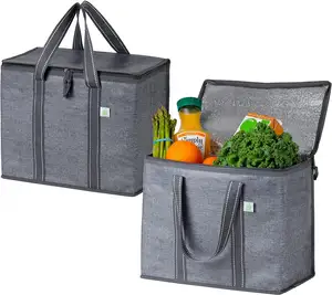 Bolsas de comestibles aisladas para entrega de alimentos Bolsa refrigeradora plegable