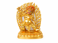 Statue de Vajrapani en laiton plaqué or de style antique, sculpture bouddhiste artisanale pour la décoration de la maison, du jardin, de la cour et de l'autel
