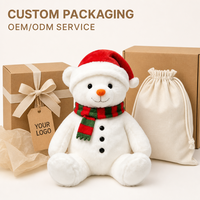 Ours en peluche blanc de Noël personnalisé, fabrication directe d'usine, OEM ODM, fabricant d'animaux en peluche, vente en gros, faible MOQ, peluche amusante