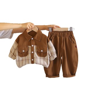 Ensemble chemise et pantalon à carreaux colorblock pour bébé garçon, deux pièces, mignon, décontracté, pour tous les jours - Product Image 5