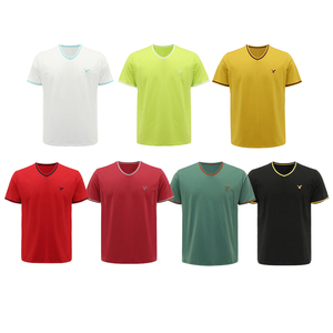 Camicia in cotone 100% Pima per uomo tecnica di ricamo t-shirt con Logo personalizzato t-shirt con scollo a V abbinata a 2 toni - Product Image 2