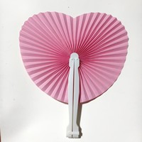 Éventail en papier personnalisé, motif cœur, style artisanal traditionnel, pour mariage, cadeau promotionnel d'entreprise, éventail à main coloré avec poignée blanche, OEM