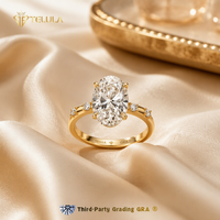 Produit Tendance 2026 Vente en Gros Bijoux Bague de Mariage S925 2CT Moissanite Taille Ovale Plaqué Rhodium Bague Diamant