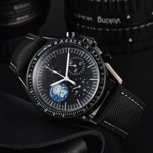 Reloj de Pulsera de Cuarzo Multifuncional de Seis Agujas con Correa de Tela de Moda para Hombre, Esfera Azul Clásica, Resistente al Agua, Luminoso - Product Image 3