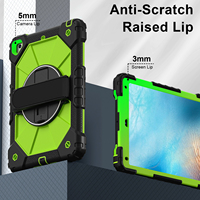 WESOROL Funda resistente para iPad 6/Pro 9.7/Nuevo iPad 9.7 5.ª/6.ª generación con soporte de 360°, correa de mano, correa para el hombro, negro, amarillo, verde