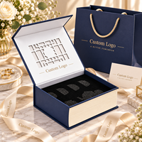 Boîte cadeau magnétique personnalisée en forme de livre bleu, boîte rigide à rabat avec découpe personnalisée pour emballage de luxe