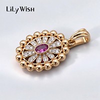 Pendentif floral soleil plaqué or en argent S925, pavé de zircon blanc et CZ rose, avec bordure de perles vintage, pour femme