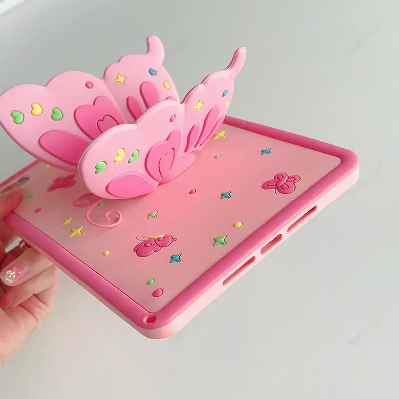 Coque en silicone papillon 3D pour Apple iPad 9e 8e 7e 10.2 2021 2020 2019/iPad Air/Pro 10.5/10.9/pro11/Mini