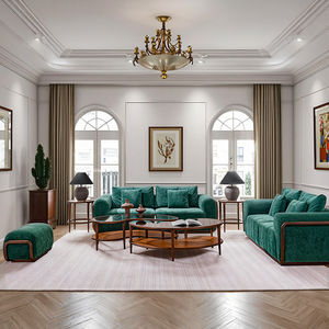 समकालीन 5-6 सीटर सेशनल सोफा आधुनिक लिविंग रूम फर्नीचर के लिए असबस्टर्ड लकड़ी के आधार के साथ ठोस लकड़ी के फ्रेम सेट - Product Image 1