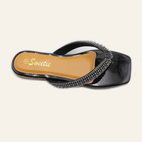 Sandales plates décontractées pour femmes, style mode, pour l'extérieur, avec cristaux, antidérapantes