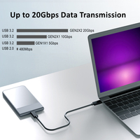 Kabel USB C pengisian daya cepat, Kabel pengisian daya USB C ke USB C Kabel nilon kepang Super cepat 20Gbps Video 4K 240W 100W 5A