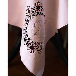 Mantel de Lino Blanco Pietrochianese con Encaje de Ganchillo y Rosetas, Rectangular de 120 Pulgadas, Servilletas Jacquard para Hoteles, Mesa de Comedor Elegante - Product Image 1