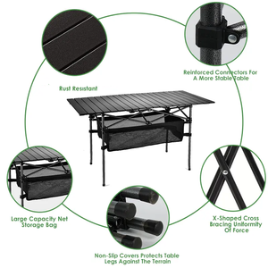 Outdoor Furniture Portable Roll up Picnic <b>Table</b> Camping <b>Table</b> Lightweight Rustless <b>Adjustable</b> Height Foldable Picnic <b>Table</b> - Product Image 6