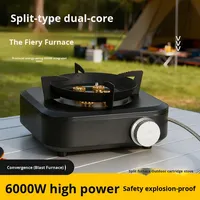Réchaud à gaz portable coupe-vent à flamme haute, type cassette à cinq brûleurs, pour le camping et les activités de plein air