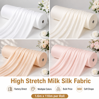 Kain Sutra Susu Elastis Tinggi Gulungan 110m Tirai Latar Belakang Pernikahan Dekorasi Acara Warna Sesuai Pesanan