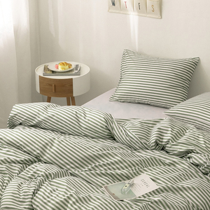 Parure de lit rayée brossée 3 pièces – Housse de <span class=keywords><strong>couette</strong></span> rayée chaude et confortable, respirante et anti-boulochage pour chambre et appartement - Product Image 2