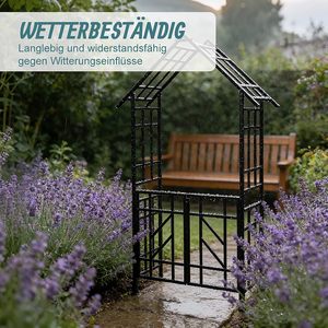 Arche de jardin en métal en forme de maison avec portail, treillis pour roses thermolaqué, pour plantes grimpantes, décoration extérieure de jardin - Product Image 2