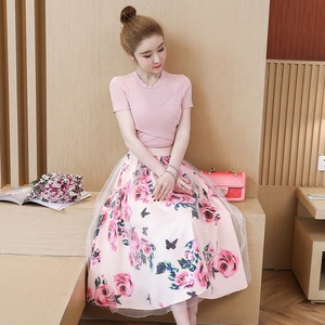 Listo para nave flor conjunto de dos piezas de ropa de las mujeres, falda de las mujeres ropa de otoño conjuntos de las mujeres - Product Image 6