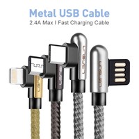 LENSUN kabel Data mikro Tipe C logam, kabel pengisian daya Cepat USB C logam untuk iOS Tipe C