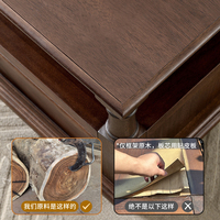 Mesa de Centro de Madera Maciza Estilo Americano Campestre con Acabado Antiguo para Sala de Estar, Muebles para el Hogar, Apartamento Pequeño, Madera Completa, 1.2, 1.3, 1.4 m
