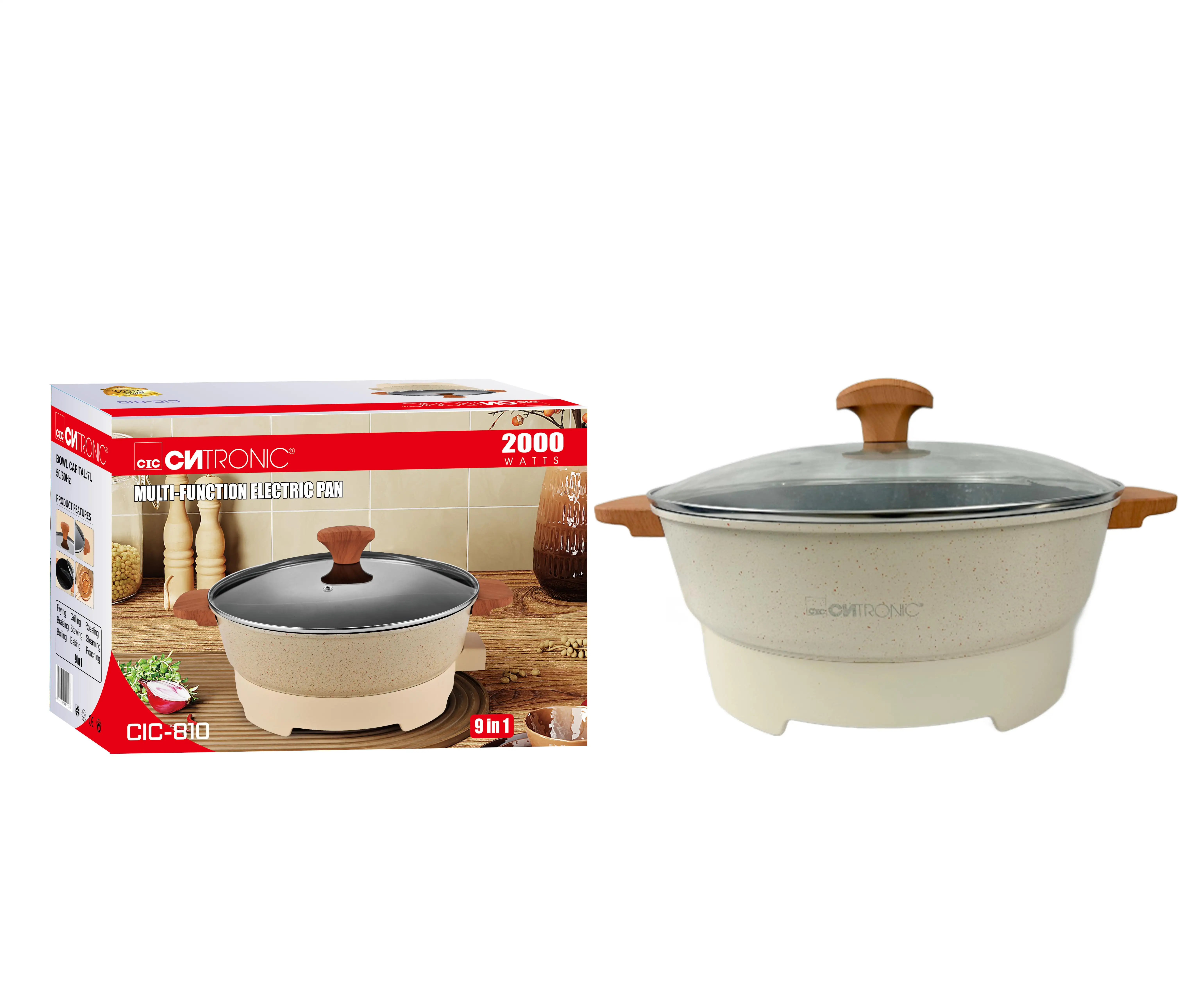 Hoge Kwaliteit 7l Ronde Kookpan Thermostatische Bediening Elektrische Koekenpan Hot Pot Multifunctionele Pot